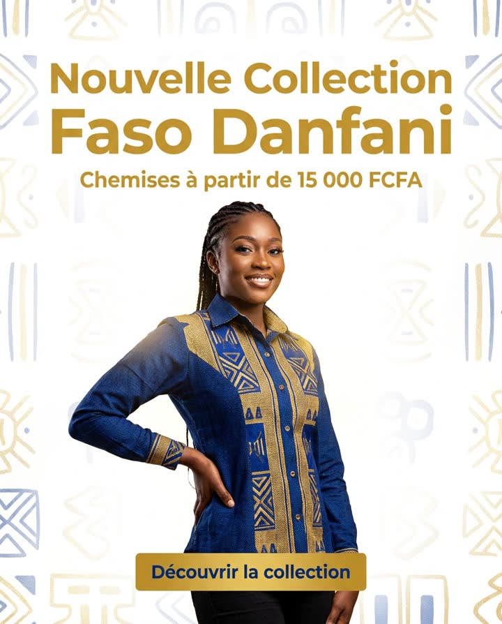 Atelier fictif : une collection en Faso Danfani, prix de départ affiché.
