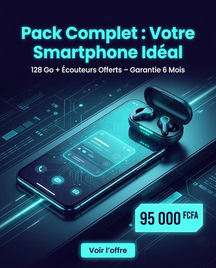Boutique fictive : un pack smartphone avec cadeau et garantie.